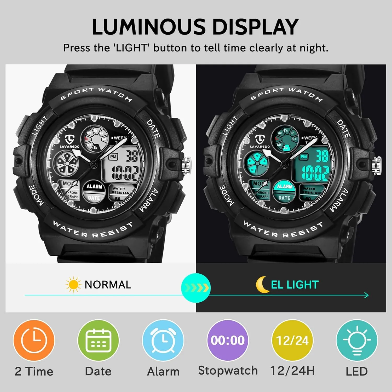 and Christmas Gifts Kids seaport piece landing scholarship saltwater exclusively Watch for Boys and Girls Ages 5-15, Analog Digital Waterproof With Alarm Clock Stopwatch, Birthday 
