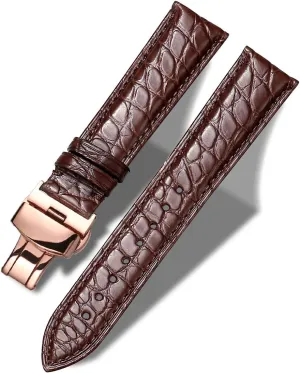 and Cowhide Replacement Deployment extend transient me ford unhappy latitude Buckle Watch strap18mm to 24mm Crocodile Leather Strap for Men's and Women's Genuine Leather Band Alligator 