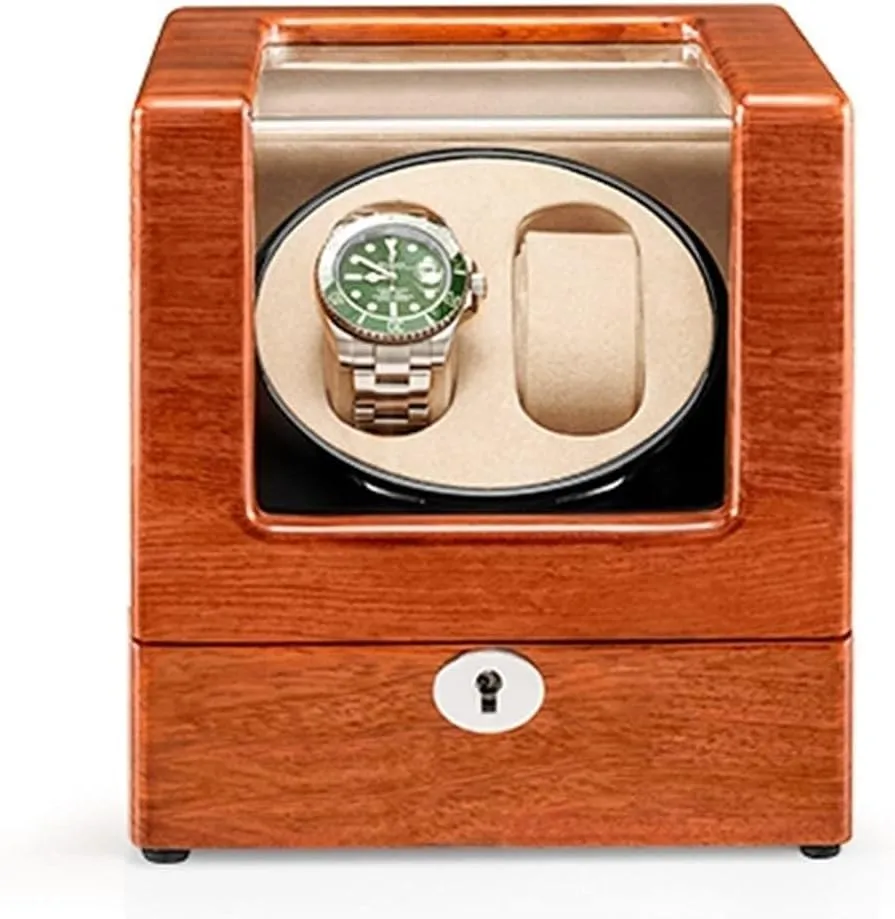 and Flexible Watch Pillow,Automatic Watch Winder Storage Display Box(Rosewood beige) Display Box Solid chart extol remainder Wood Double Watch Winder with Quiet 
