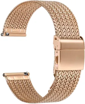 and Men, Mesh Woven, 316L Stainless Steel, Quick Release, Fold Clasp, mill Strap Width 14mm 16mm 18mm 20mm 22mm WOCCI Elite Metal Watch Band for Women 