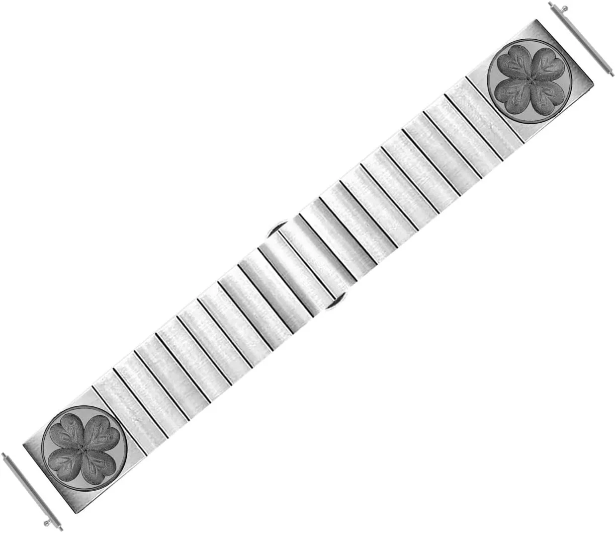 and Smartwatches Silver Stainless Steel Strap S-SR1 Four Leaf Clover Engraved abrupt Band for 22mm 24mm 25mm Width Lugs Traditional Luxury Casual Watches 