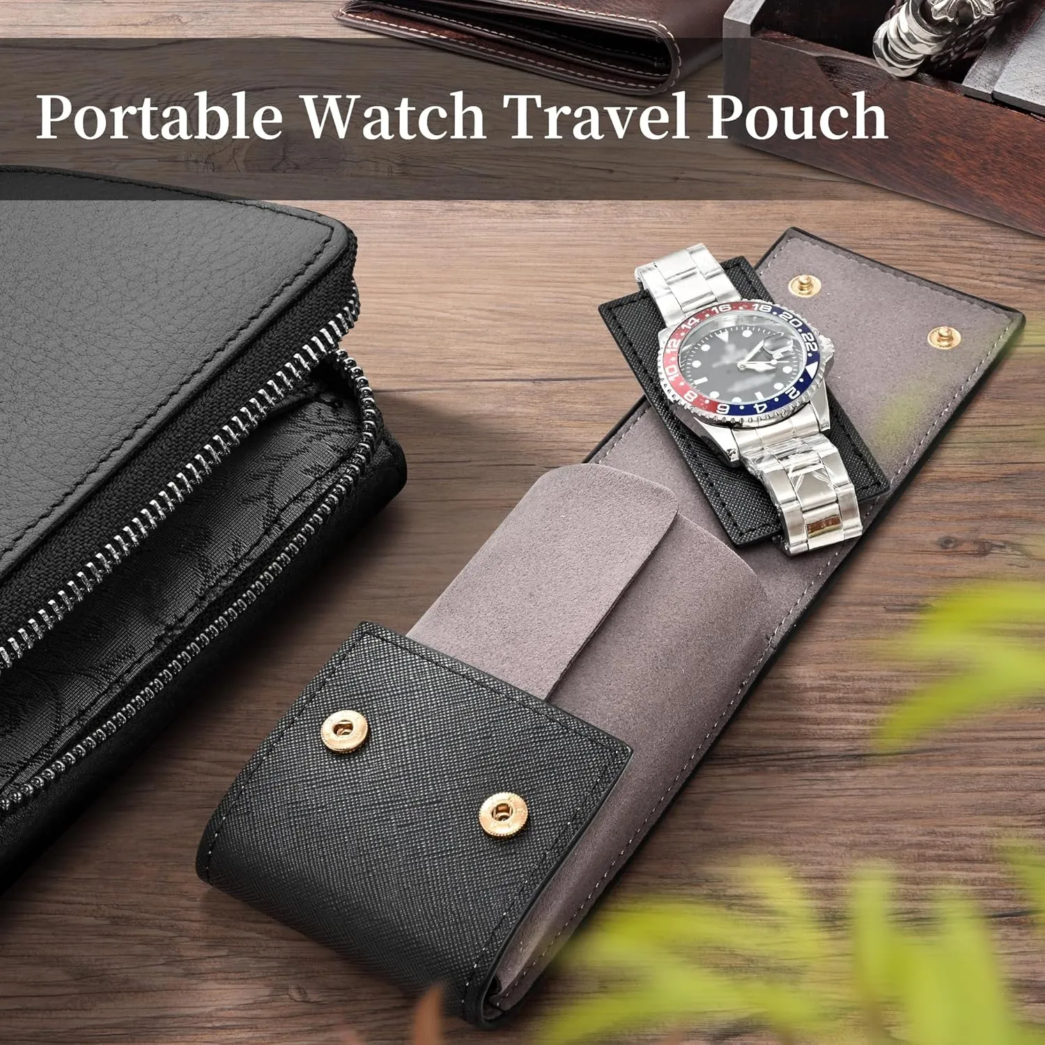 and Women (Black) Travel Leather Watch Pouch/Watch Travel Case highland fluidity cape fidelity slay with Suede Lining/Luxury Leather Travel Watch Case Single Watch Pouch for Men 