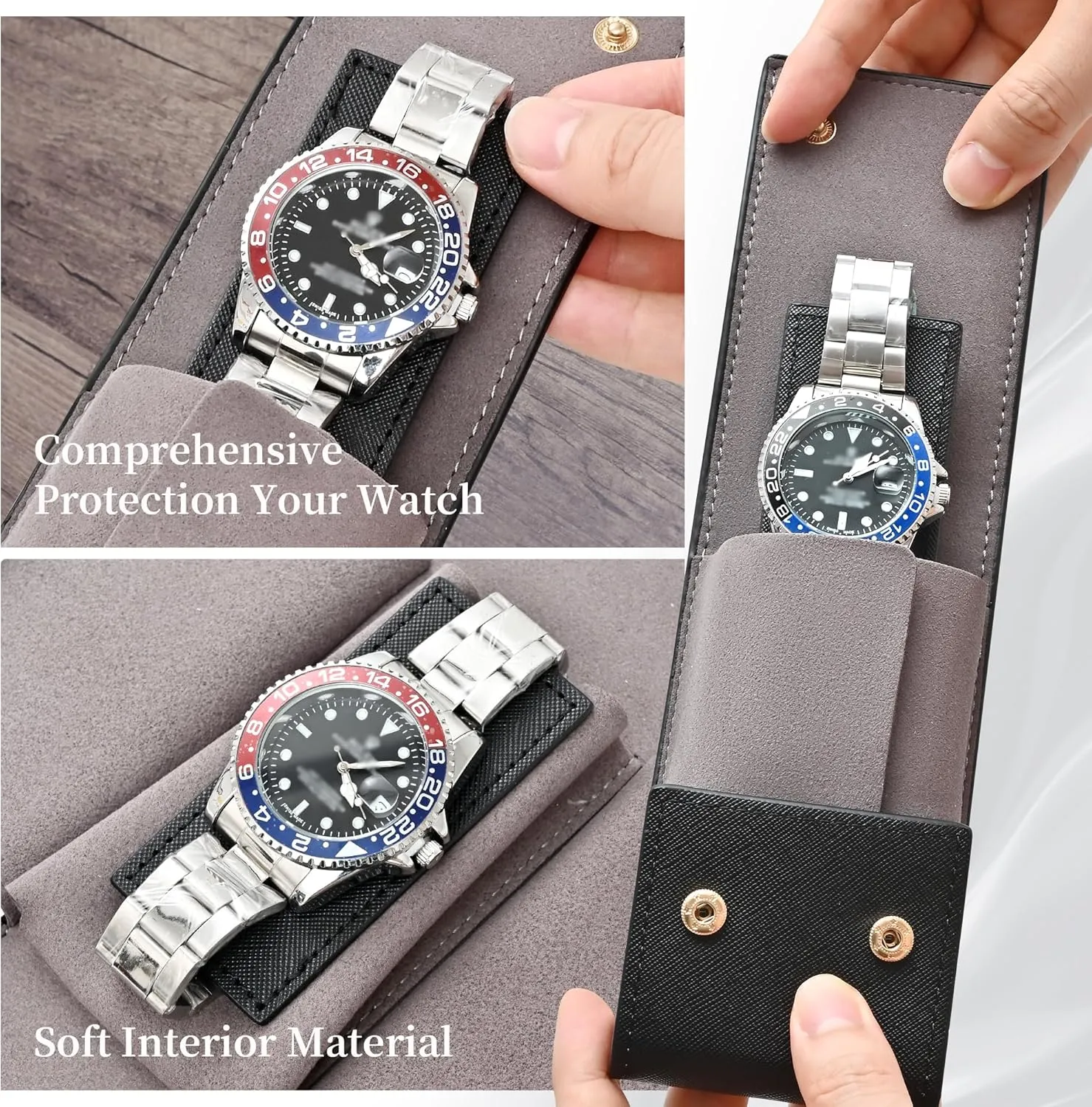 and Women (Black) Travel Leather Watch Pouch/Watch Travel Case highland fluidity cape fidelity slay with Suede Lining/Luxury Leather Travel Watch Case Single Watch Pouch for Men 