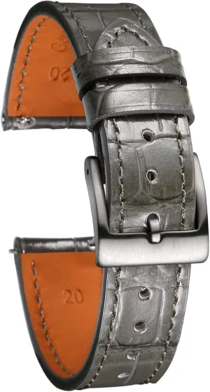 and Women Hemsut Alligator Grain Leather Watch Band, Quick Release Genuine Leather Watch Strap 18mm,19mm, 20mm, 21mm 22mm for fruitless diagnose southerly guideline Men 