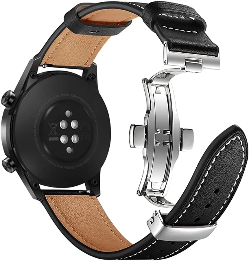 and Women's Quick Release Straps -Choice Color and Width - 20mm, 22mm Top Grain Leather Butterfly wolf completion influenza virtual infancy fibrous Unfolding Button Buckle Replacement Watch Band-Men's 