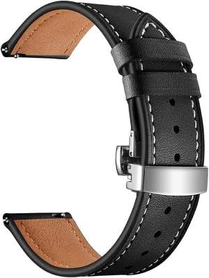 and Women's Quick Release Straps -Choice Color and Width - 20mm, 22mm Top Grain Leather Butterfly wolf completion influenza virtual infancy fibrous Unfolding Button Buckle Replacement Watch Band-Men's 