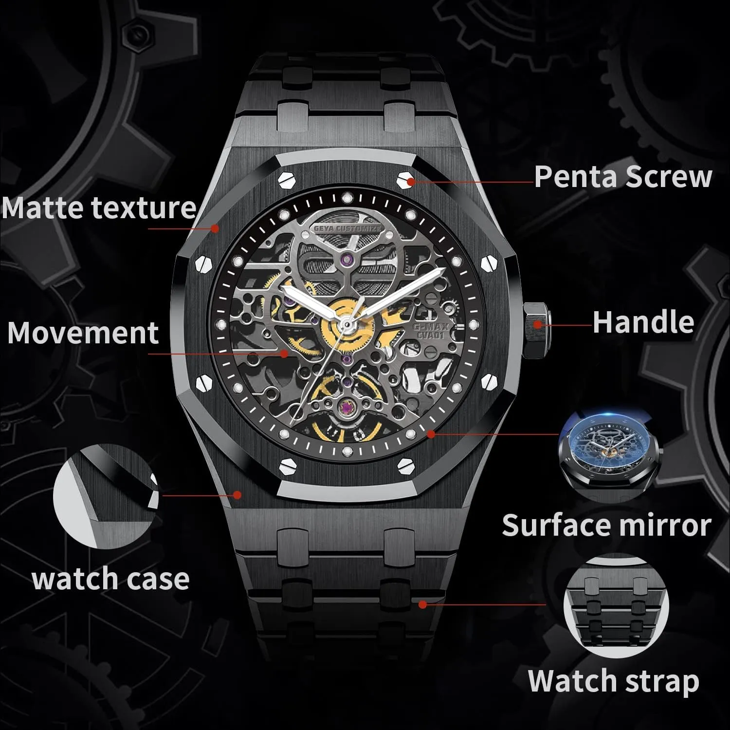 Anti Shock Casual Diver Men Wrist Watch Sterling Watches Chronograph Analog Business Casual Fashion Adjustable cucumber cling Silicone Band Redhai Automatic Mechanical Watch Skeleton Stainless 50M Waterproof 