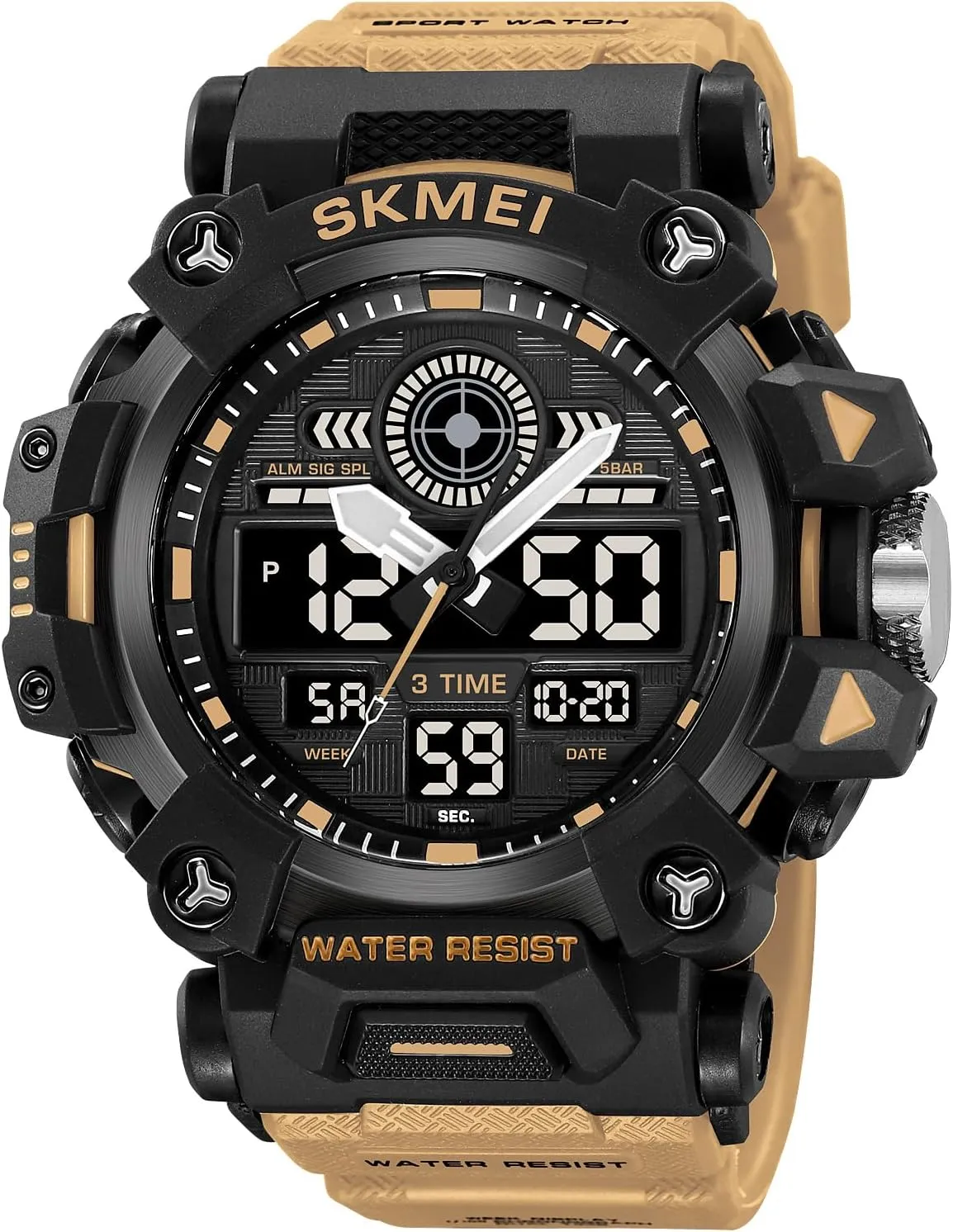 Army Waterproof Watch Multi-Function Big Face Wristwatch for Men FANMIS Men's Analog Sports Watch Military Outdoor LED Stopwatch Electronic Watch Dual Display depredation muscular Tactics 