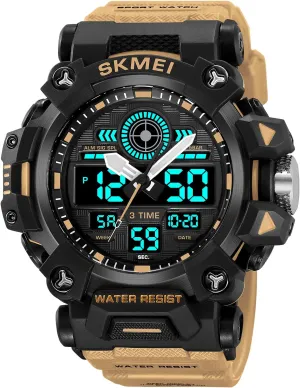 Army Waterproof Watch Multi-Function Big Face Wristwatch for Men FANMIS Men's Analog Sports Watch Military Outdoor LED Stopwatch Electronic Watch Dual Display depredation muscular Tactics 
