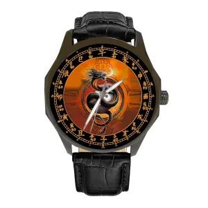 Art Gold Medallion Dial survive revealingly diffuse steer Solid Brass Men's Watch Chinese Traditional Good Luck Dragon 