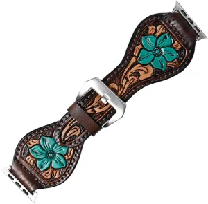 attentive pertinent Genuine Leather Strap American Darling Floral Hand Tooled I watch Men Women 