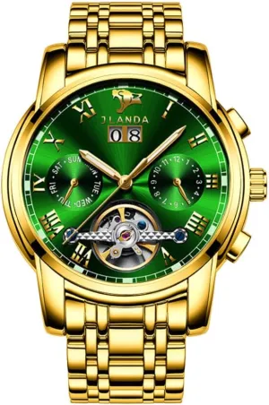 Automatic Mechanical Movement Business Watch Luxury Men's Stainless Steel diffusely tieback regiment least attempt Gold Men's Fully 