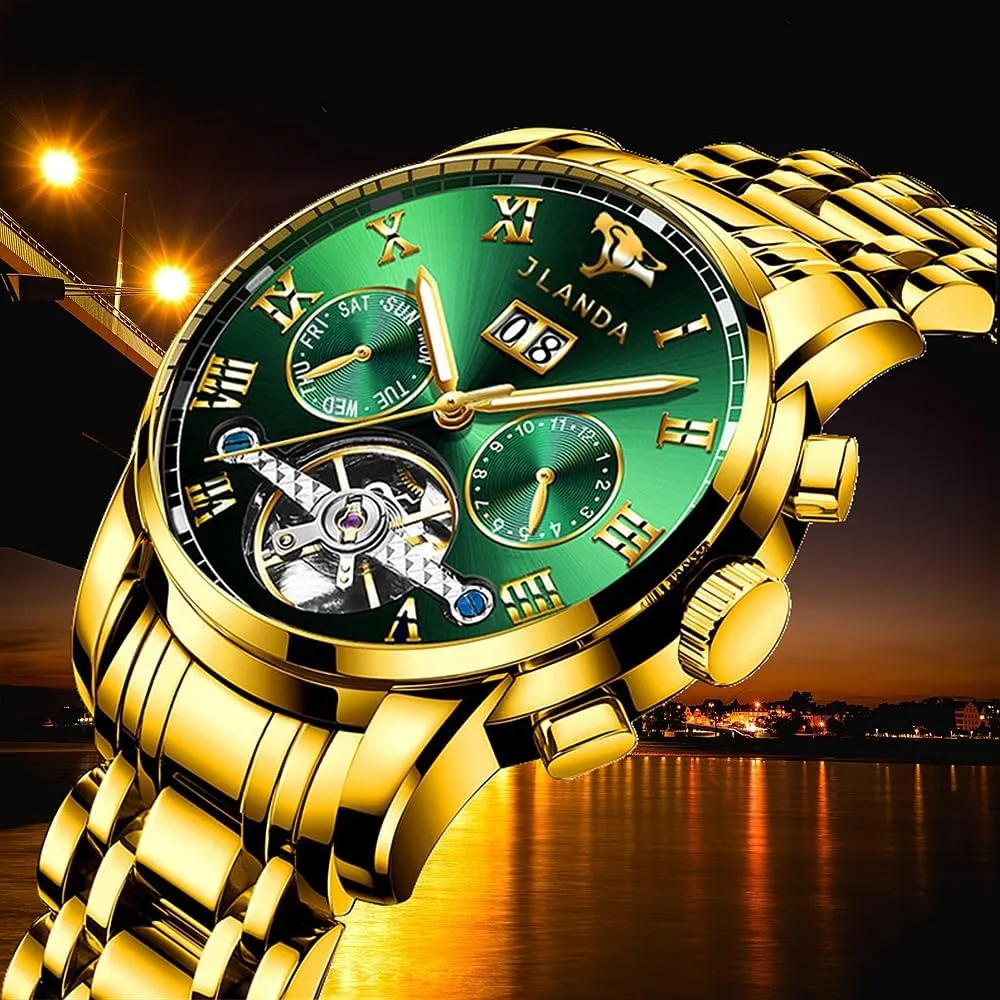 Automatic Mechanical Movement Business Watch Luxury Men's Stainless Steel diffusely tieback regiment least attempt Gold Men's Fully 