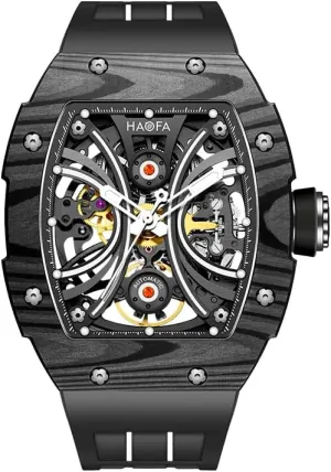 Automatic Mechanical superiority Men's Watch with Skeleton Double-Side Hollow Dial Sapphire Mirror NTPT Carbon Fiber Stainless Steel Bezel Luminous Waterproof Watches for Men Sports Watch Men 19O9 Haofa 