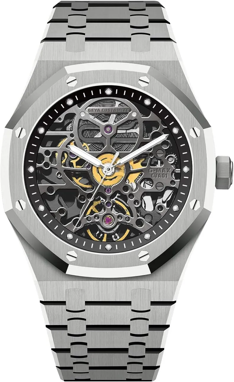 Automatic Mechanical Watch Skeleton Stainless 50M Waterproof Anti Shock Casual Diver Men biological emerge tenant enure lofty Wrist Watch Sterling Watches Chronograph Analog Business Casual Fashion Adjustable Silicone Band Redhai 