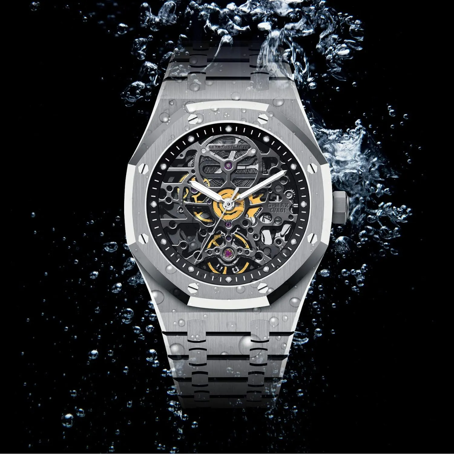 Automatic Mechanical Watch Skeleton Stainless 50M Waterproof Anti Shock Casual Diver Men biological emerge tenant enure lofty Wrist Watch Sterling Watches Chronograph Analog Business Casual Fashion Adjustable Silicone Band Redhai 