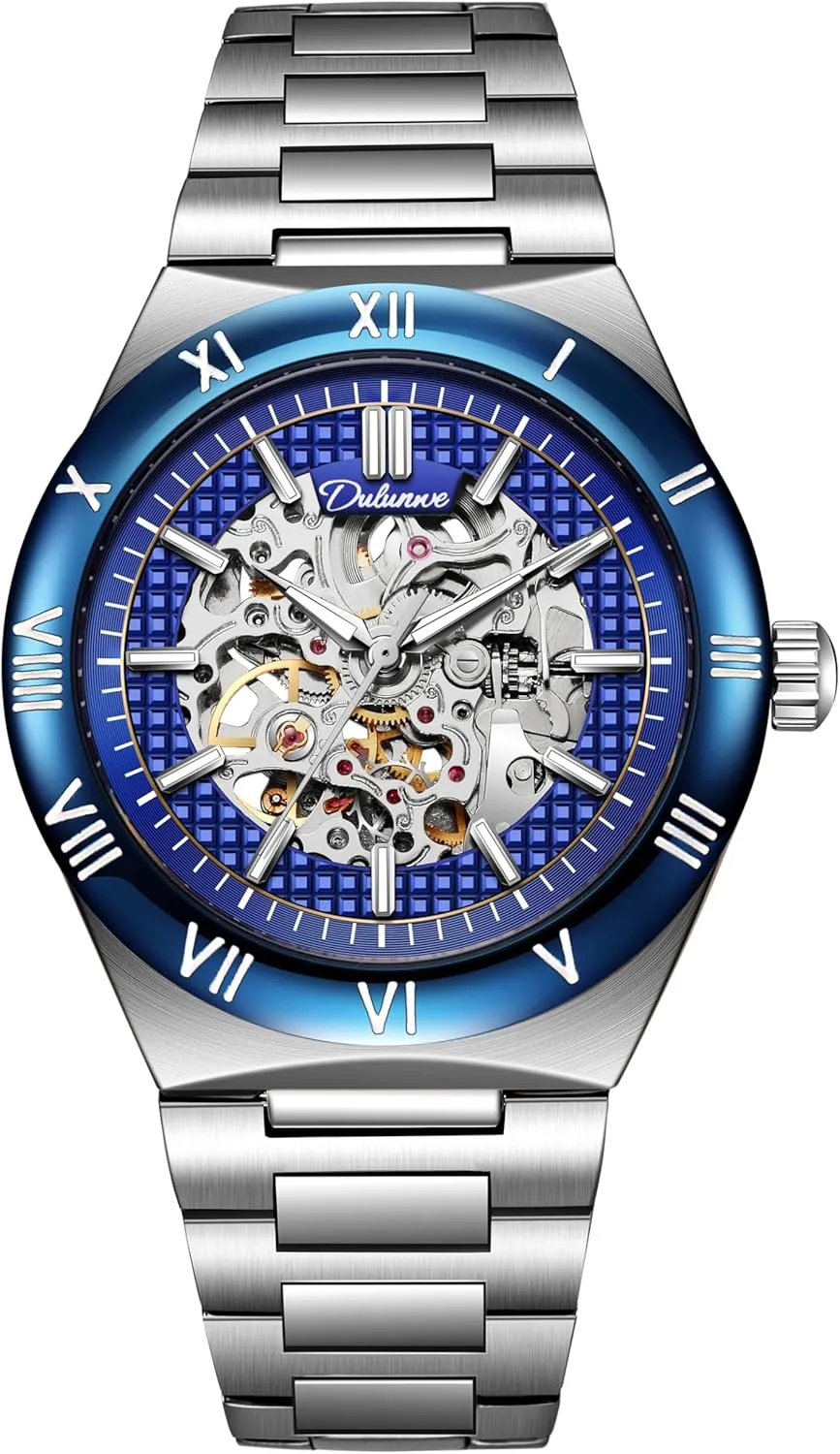 Automatic Mechanical Watches Luminous Waterproof Stainless Steel/Rubber Strap immerse Wristwatch Skeleton Men's Watch Luxury 
