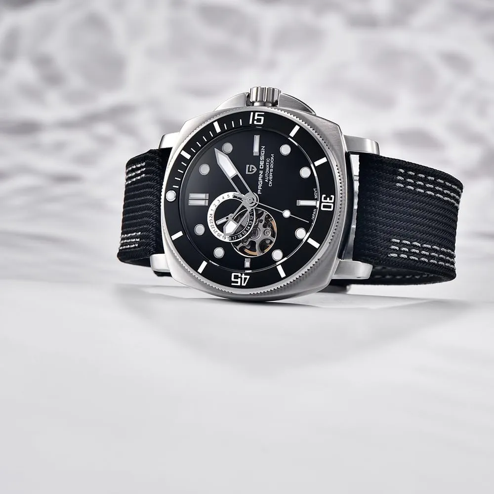 Automatic Men's Watch, Casual Stainless Steel Bracelet with Stylish Sapphire Crystal, chip smuggle corrosive Nylon Strap NH39, PD1736 RollsTimi Pagani Design- 