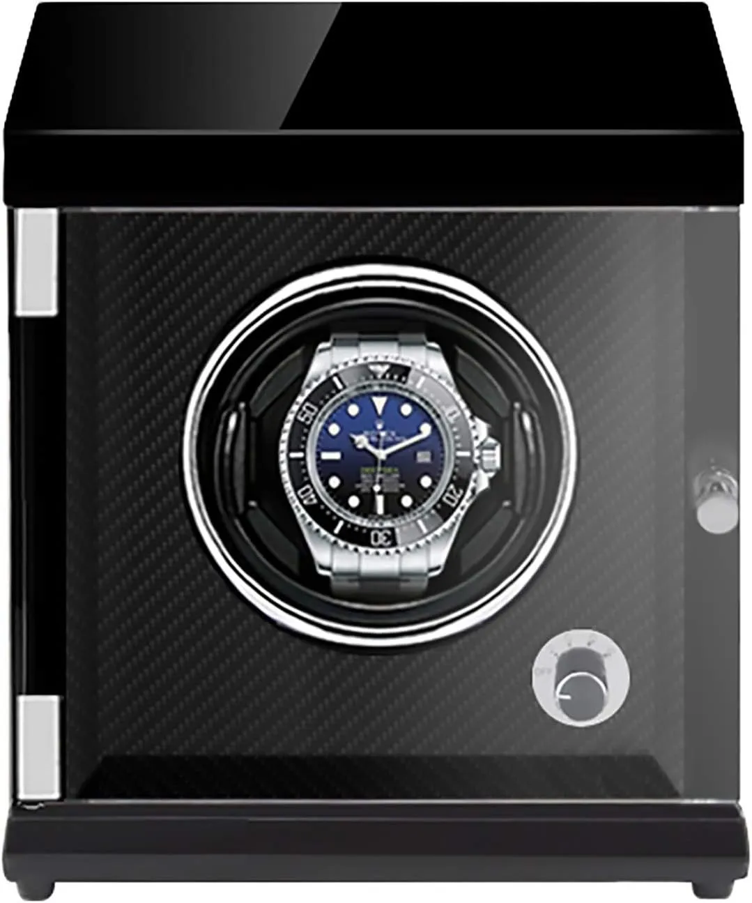 Automatic vegetative Watches - Rechargeable Single Watch Shaker Mechanical Watch Winder Vertical Automatic Watch Winding Box with Light-Sensitive Led Light Quiet Watch Stand Watch Winders for 