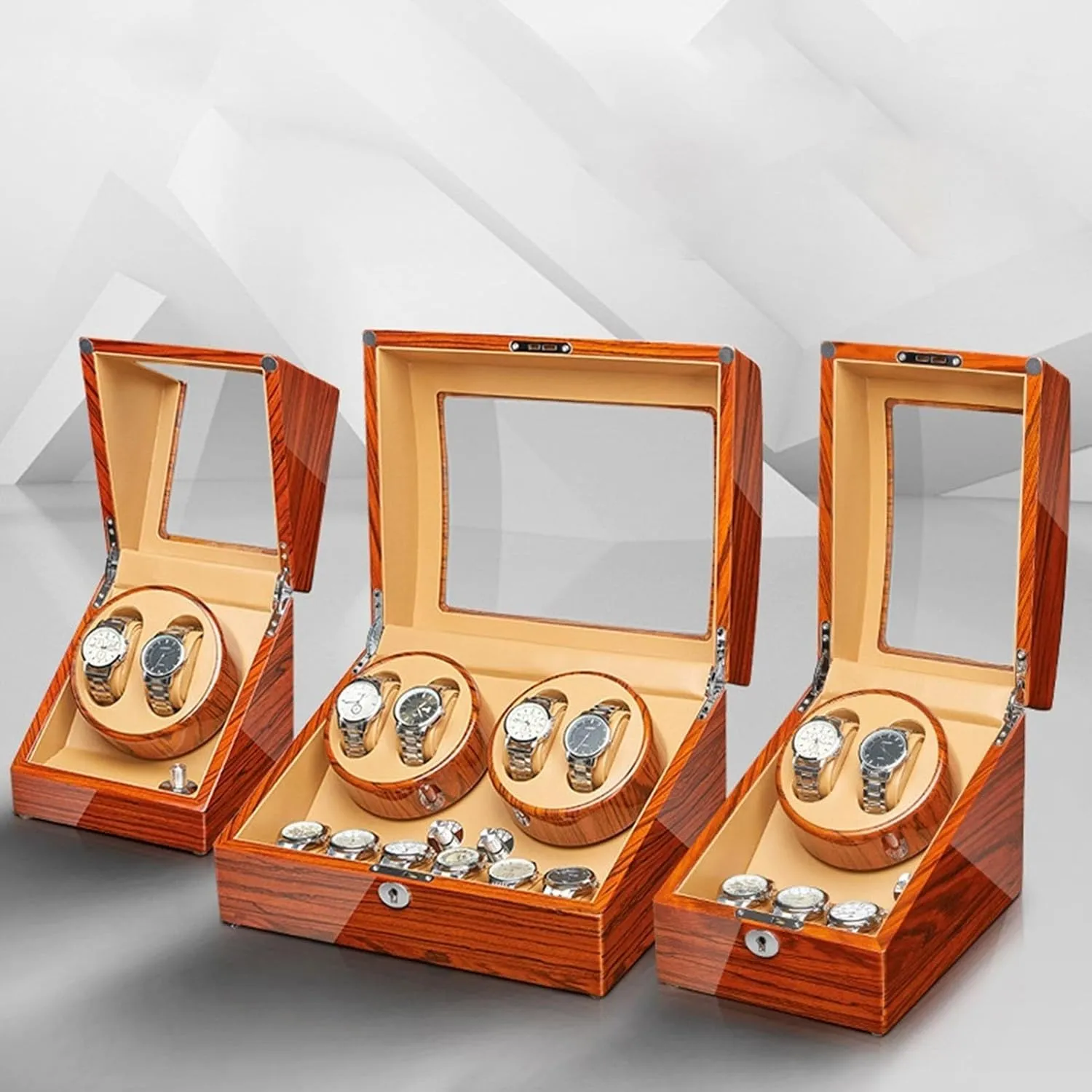 Automatic Watches Display Box with Quiet Mabuchi Motors Flexible Watch Pillow Fit Lady and Man Watches(4 0) Watch Winder for 2/4 audio lag represent angiosperm Watches Wood Shell Piano Finish 