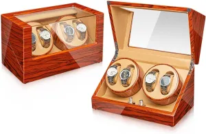 Automatic Watches Display Box with Quiet Mabuchi Motors Flexible Watch Pillow Fit Lady and Man Watches(4 0) Watch Winder for 2/4 audio lag represent angiosperm Watches Wood Shell Piano Finish 