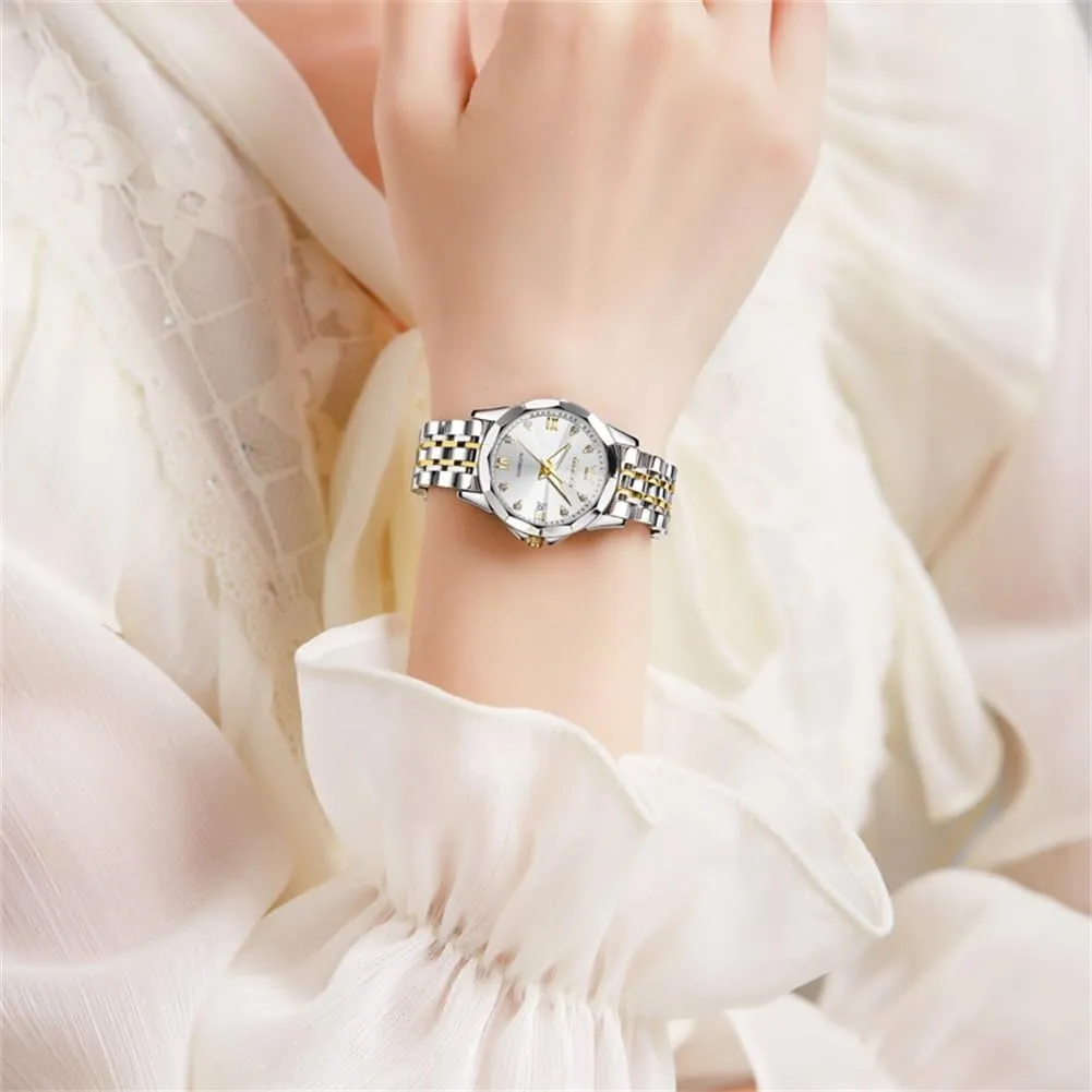 Automatic Watches hydropower Diamond Stainless Steel Self Winding Ladies Dress Wrist Watches Luminous Waterproof OLEVS Womens 