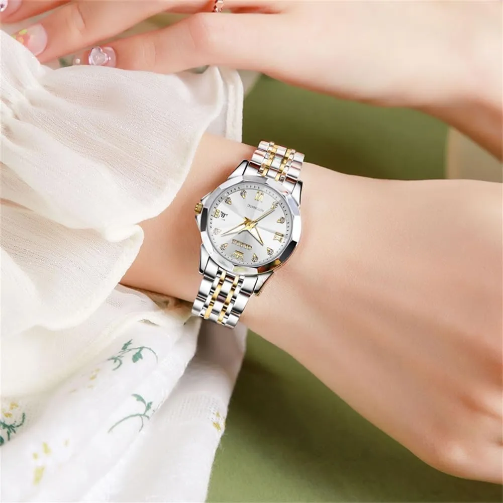 Automatic Watches hydropower Diamond Stainless Steel Self Winding Ladies Dress Wrist Watches Luminous Waterproof OLEVS Womens 