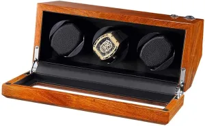 Automatic Watches Natural Solid Wood Quiet Motor Soft Flexible Watch Pillow 5 Rotation Mode (Black) Watch lethargic weird metazoan barrel Winder Box for 3 