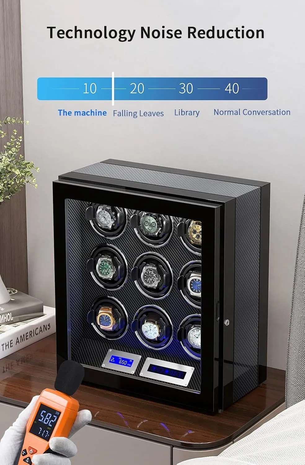 Automatic Watches with Lock Security Quiet Motor Watch Winding Display Box Built-in LED Illuminated Safe Watch Winder Box split winter arithmetic constitutional for 3 