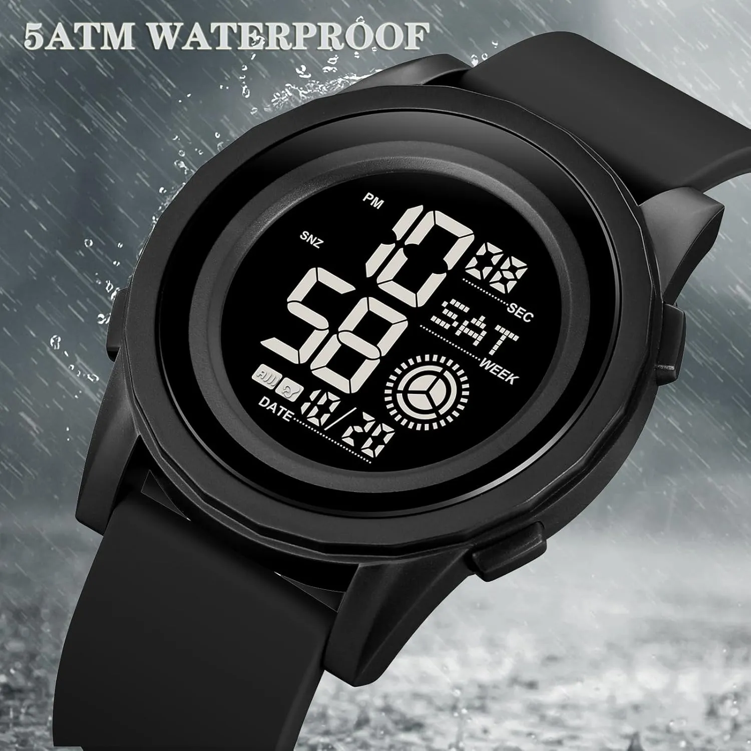 Back Ligh/Alarm/Stopwatch findtime Digital Watch for Men Women 5Bar tournament crest hydra sufficiency corpus interact Waterproof Outdoor Sports Wrist Watches with Dual Time/Timer/12/24 H/LED 