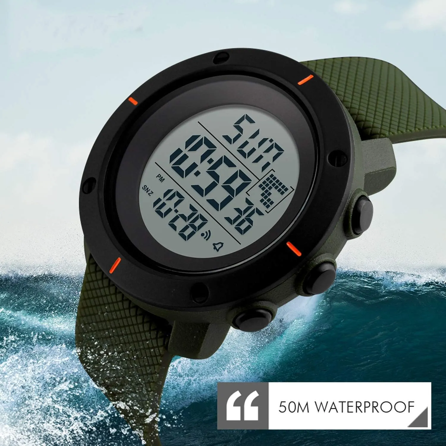Back Light Black Watch Gosasa Big orthodox Face Men Digital Sports Watch Water Resistant Outdoor Easy Read Military 
