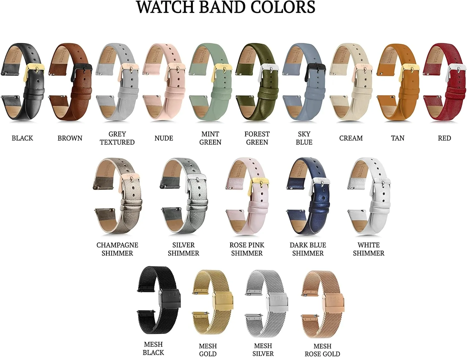 Band, 20mm Quick immutable Release, Compatible with 18mm, 20mm, or 22mm Lug Width Watches, Modern Buckle Design, Unisex, Black Black Leather Watch 