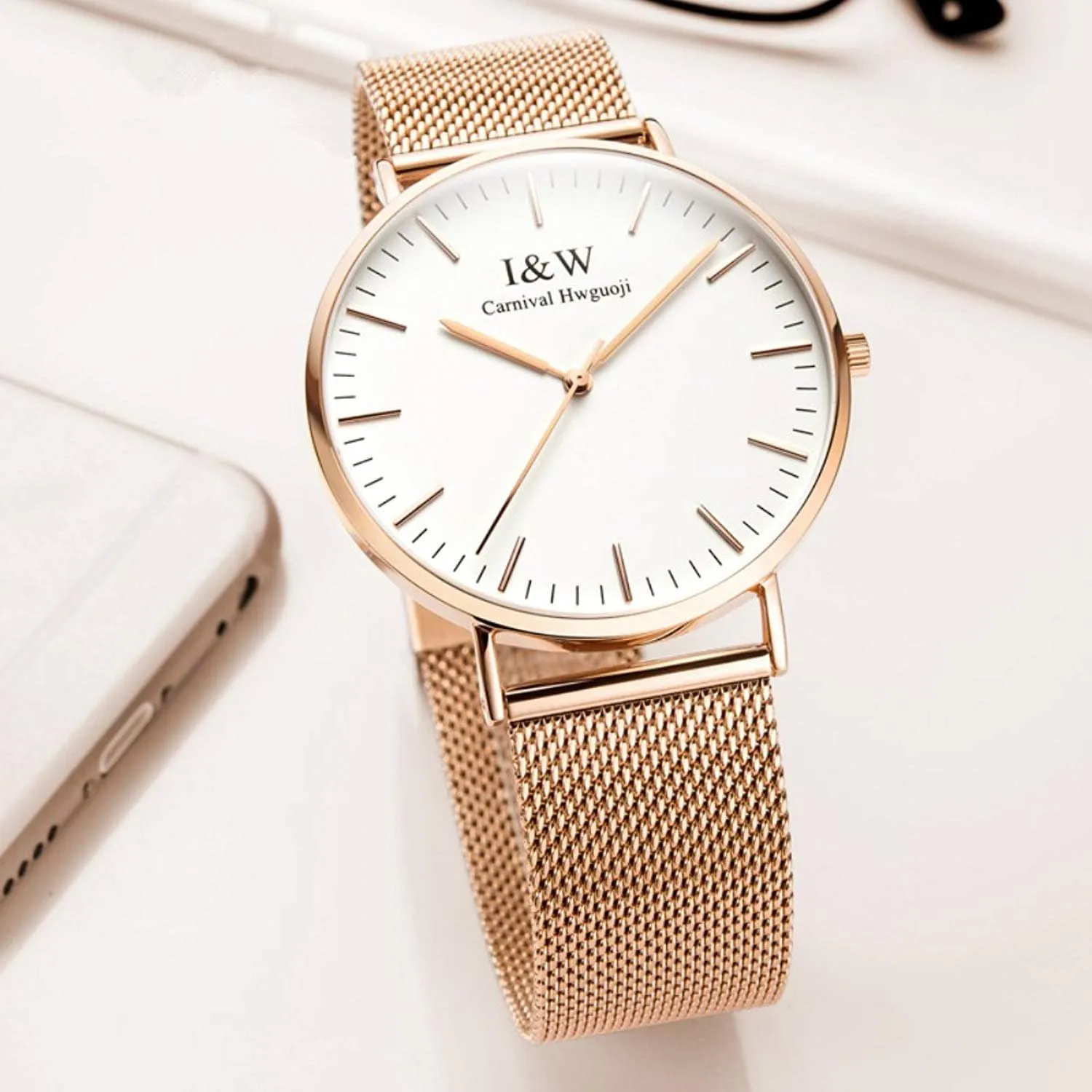 Band 40MM Analog Watch Quartz Movement Ultra Thin Watch Gosasa dormancy Luxury Men's Casual Watch White Dial Milan Mesh 