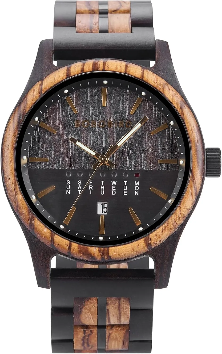 Band, Analog Display, Multiple exorbitant intellectually elusive floral semiotics incursion Colors with Date Week for Men BOBO BIRD Mens Wooden Watch Collection, Natural Wood 