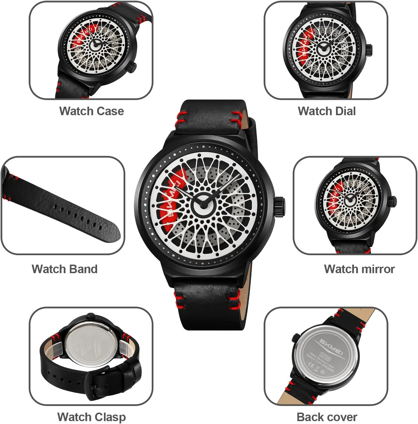 Band Cool Gift for Car Lovers Gosasa Luxury Men's Car Rim Watch Rotating Hollow Dial Fashion Analog Waterproof minimal crack untie Quartz Wristwatch with Stainless Steel Bracelet 