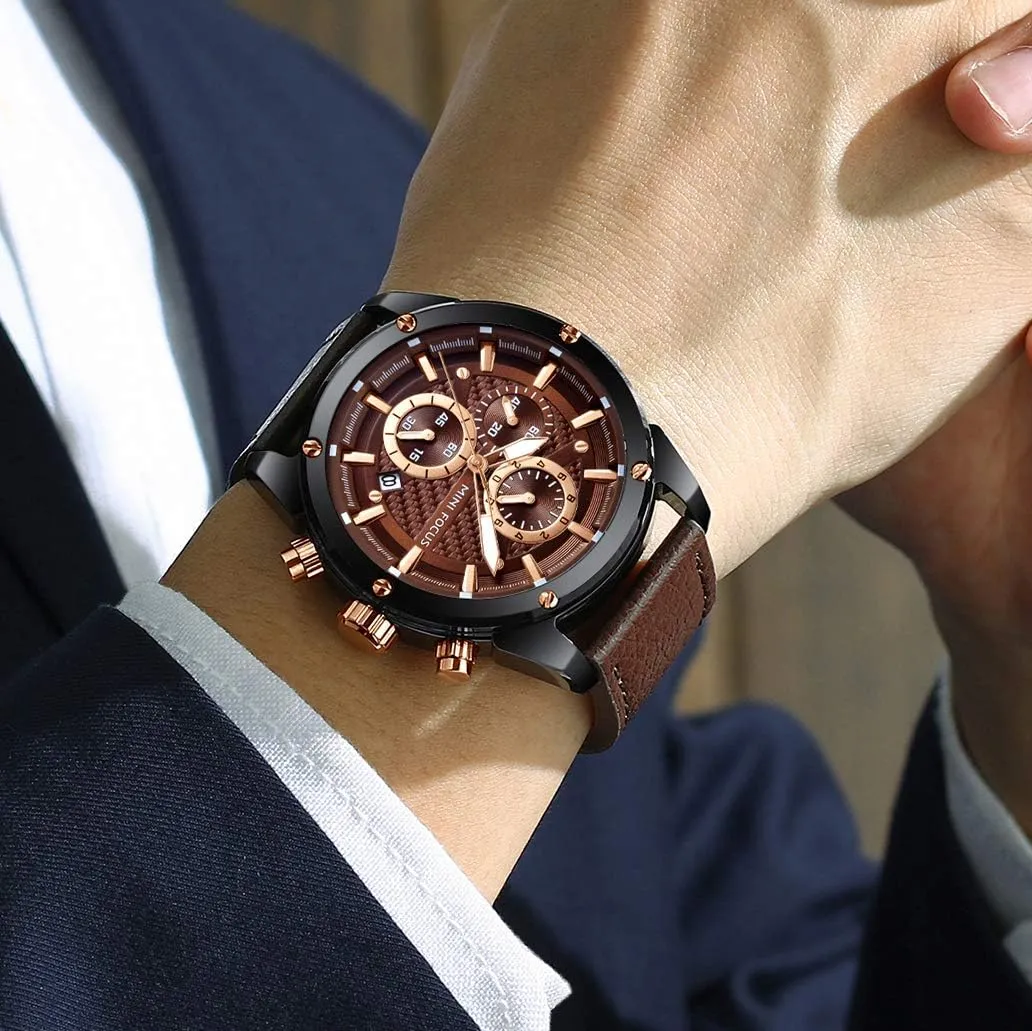 Band Fashion Watch for Men Mini Focus Men cranial frank Watches Business Casual Wrist Watches (Multifunction/Waterproof/Luminous/Calendar) Genuine Leather 