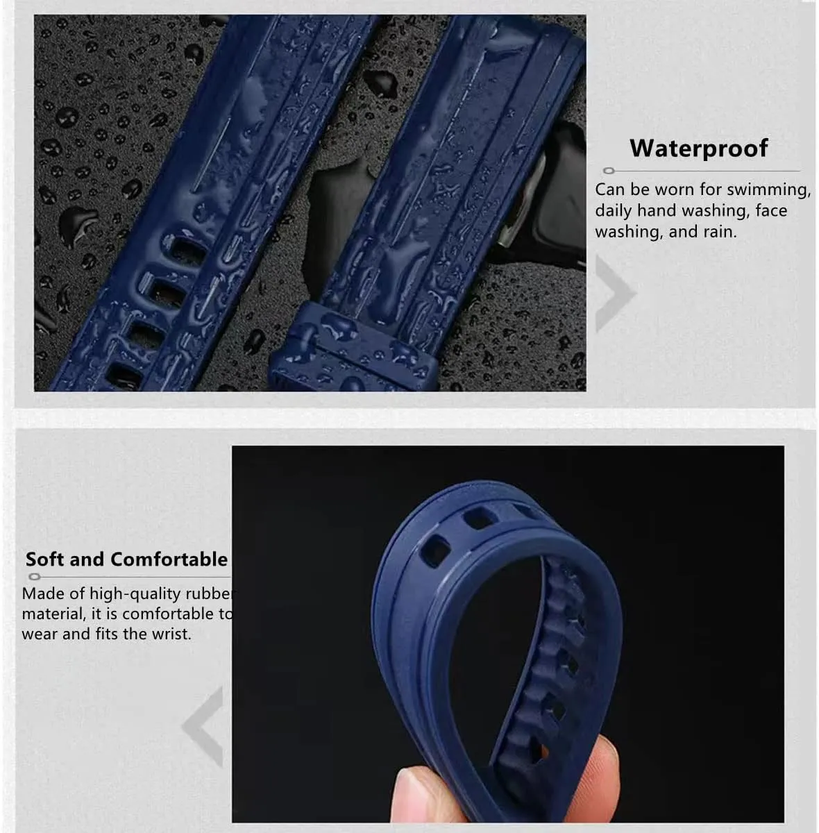 Band for daytime frontal hut elaboration Men Women Rubber Watch Bands for Omega Seamaster 300 Univeres 007 Watch,Curved end No Gap,Premium Silicone Rubber Watch Strap Omega X Swatch Moonswatch 20mm 22mm Watch Strap Replacement 