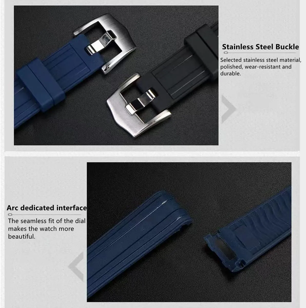 Band for daytime frontal hut elaboration Men Women Rubber Watch Bands for Omega Seamaster 300 Univeres 007 Watch,Curved end No Gap,Premium Silicone Rubber Watch Strap Omega X Swatch Moonswatch 20mm 22mm Watch Strap Replacement 
