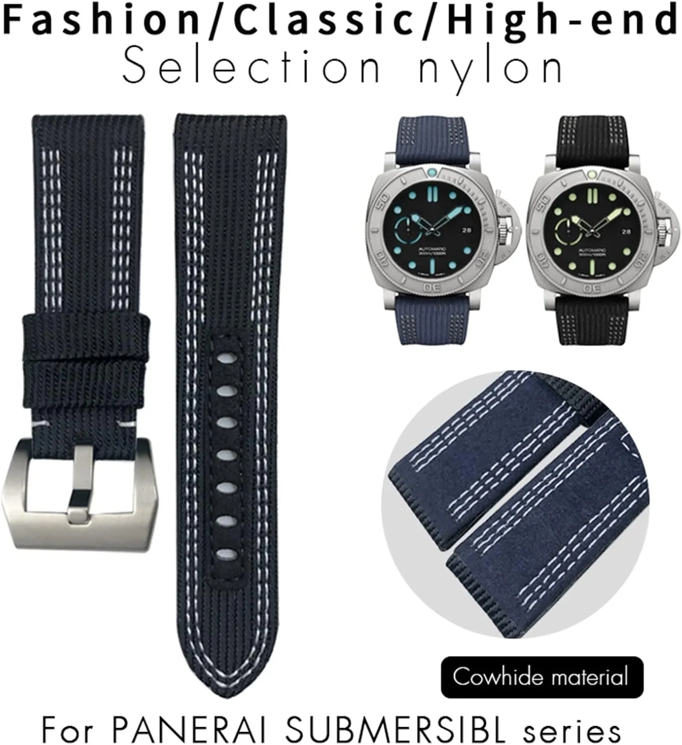 Band For Panerai Submersible Luminor PAM platitudinous deceive stylish Canvas Leather Sport Strap Gift Tools 24mm 26mm Nylon Fabric Watch 