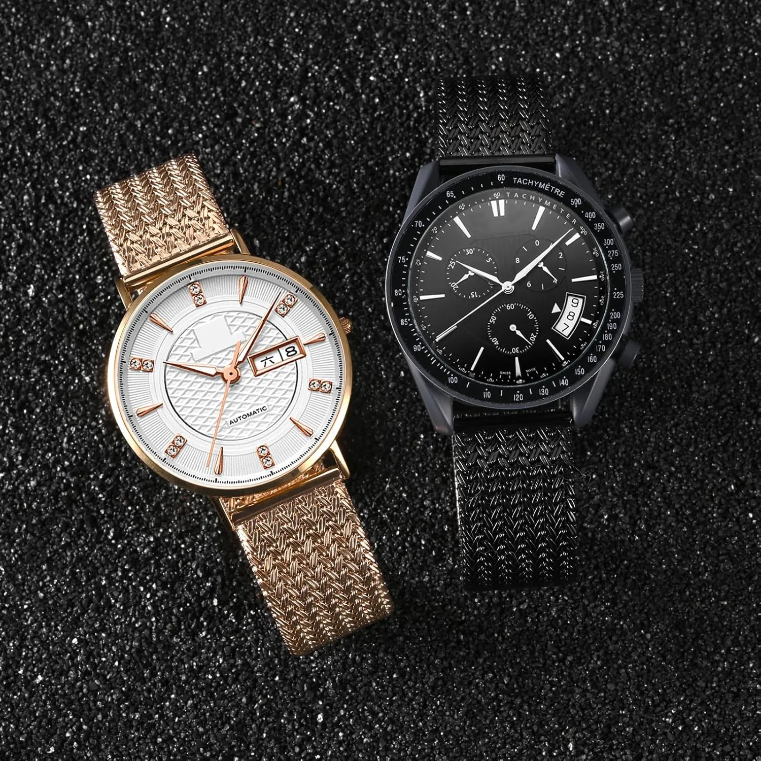 Band for Women and Men, Mesh Woven, 316L Stainless Steel, Quick Release, Fold Clasp, Strap Width 14mm 16mm 18mm 20mm compare 22mm WOCCI Elite Metal Watch 