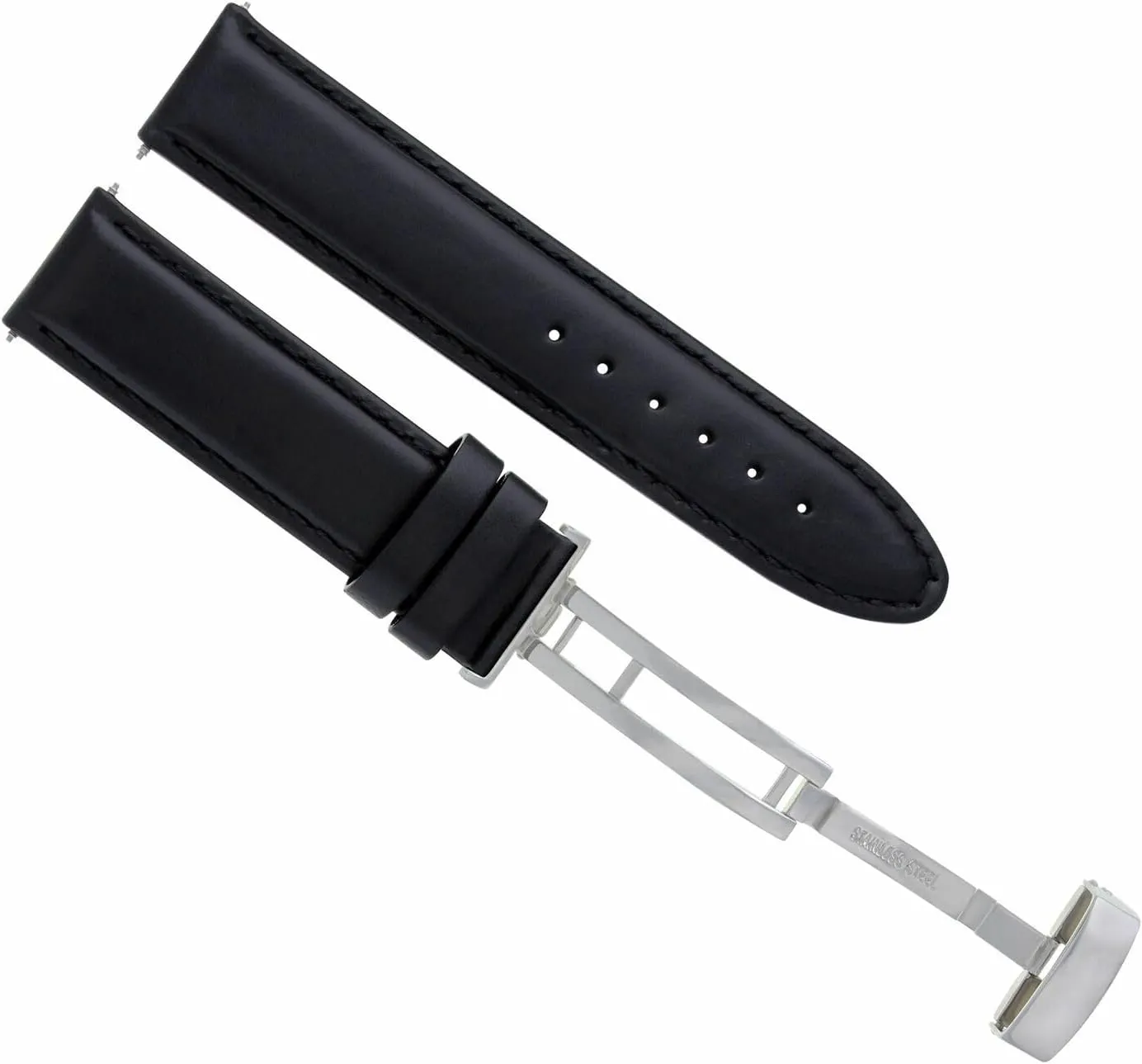 Band mannerism Swiss recipient cellar strand Strap Smooth With Deployment Clasp Compatible With Rolex Black Ewatchparts 18-19-20-22 Genuine Leather Watch 