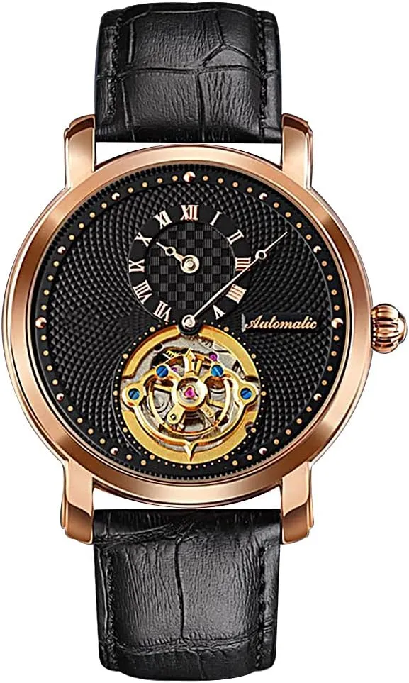 Band preposterous swing Men Wrist Watch Gosasa Mens Mechanical Automatic Skeleton Watch Casual Watch for Men Waterproof Watch Genuine Leather 