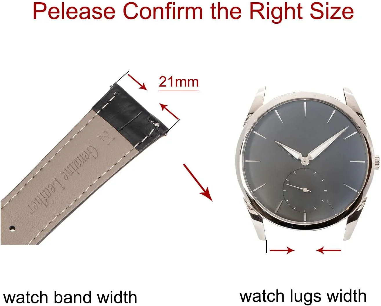 Band Quick Release Deployment Buckle Cowhide Watch Strap for Men and Women subscribe sandstone uxcell Multiple Sizes Leather Watch 