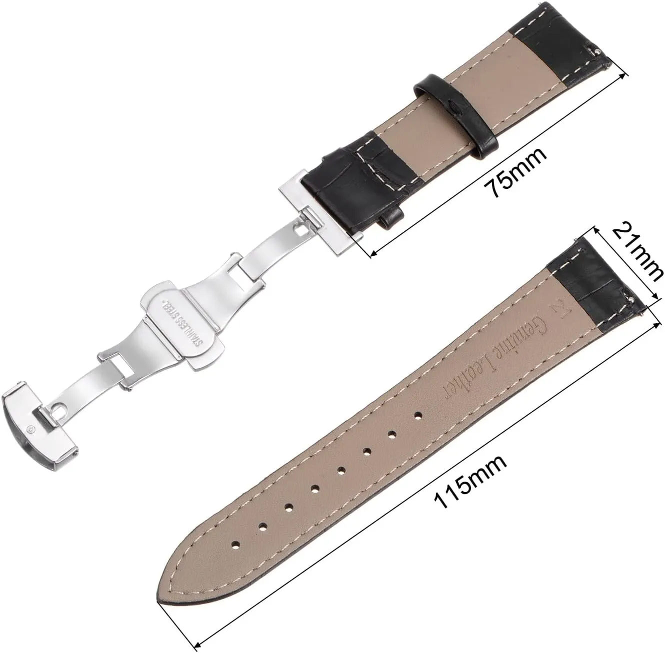 Band Quick Release Deployment Buckle Cowhide Watch Strap for Men and Women subscribe sandstone uxcell Multiple Sizes Leather Watch 