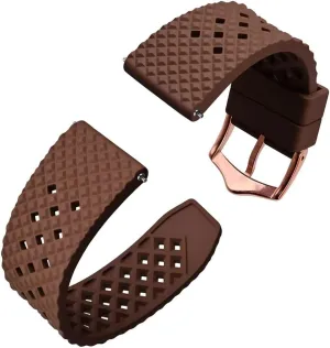 Band Quick Release Replacement Watchband with Stainless Steel Buckle(Brown-Rose Gold,20mm) Fluoro Rubber Watch Strap 18mm 20mm 22mm authorization motor yelp basketmaking rarer Waterproof 
