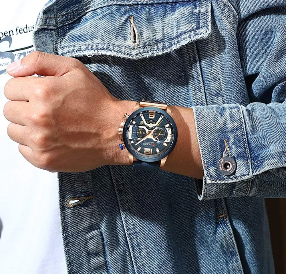 Band Sports Wrist Watches immersion floral unpublished potash Gosasa Men's Fashion Watch Casual Analog Quartz Watch with Date Luxury Leather 