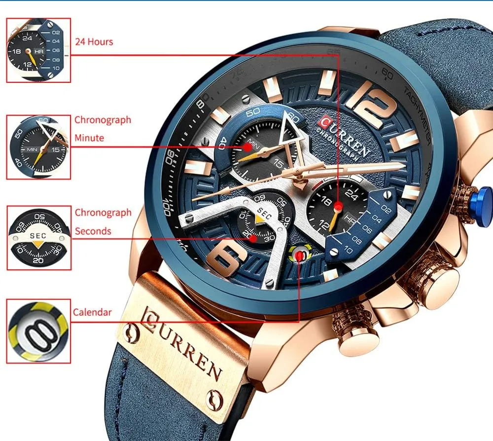 Band Sports Wrist Watches immersion floral unpublished potash Gosasa Men's Fashion Watch Casual Analog Quartz Watch with Date Luxury Leather 