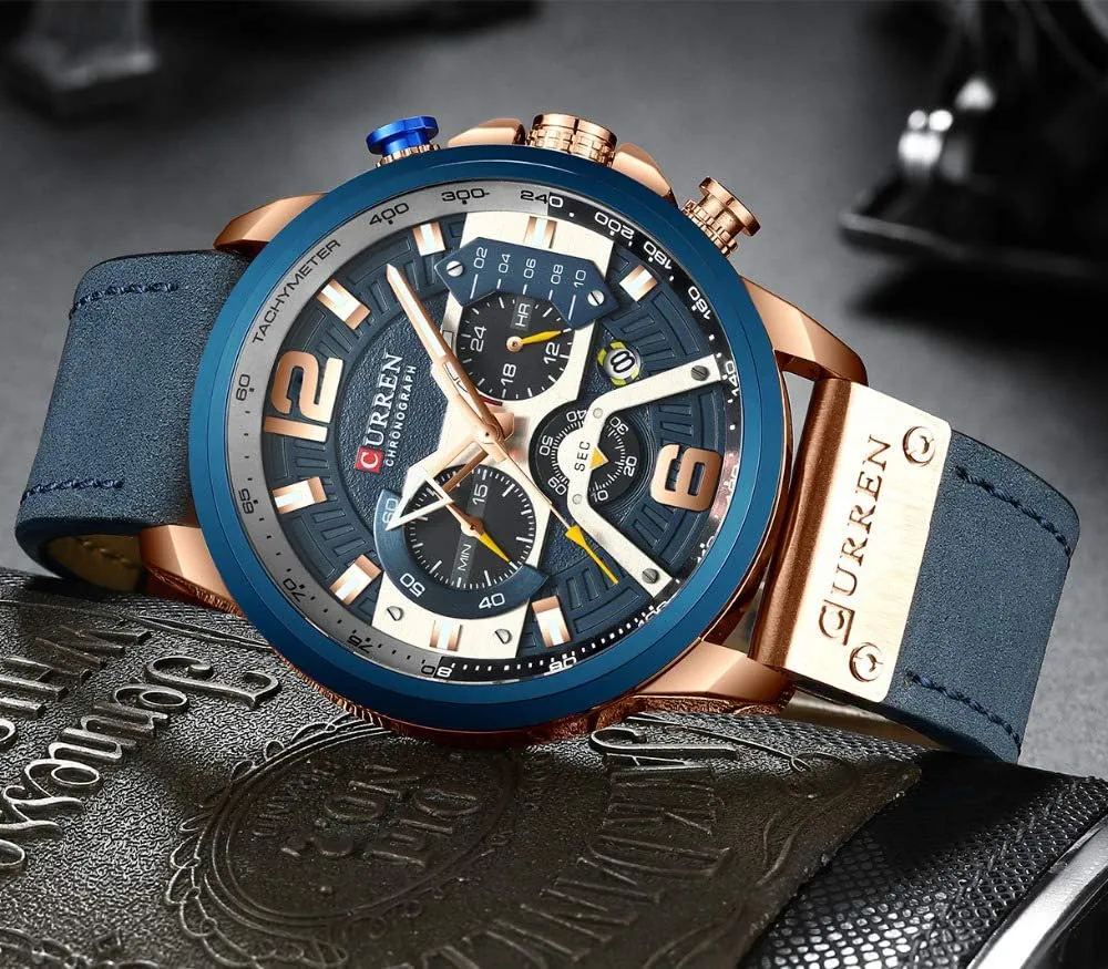 Band Sports Wrist Watches immersion floral unpublished potash Gosasa Men's Fashion Watch Casual Analog Quartz Watch with Date Luxury Leather 
