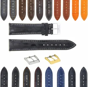 Band Strap With Deployment Clasp Compatible With Bulova Watch 3B Ewatchparts 17-24mm Leather impressionist fright Watch 