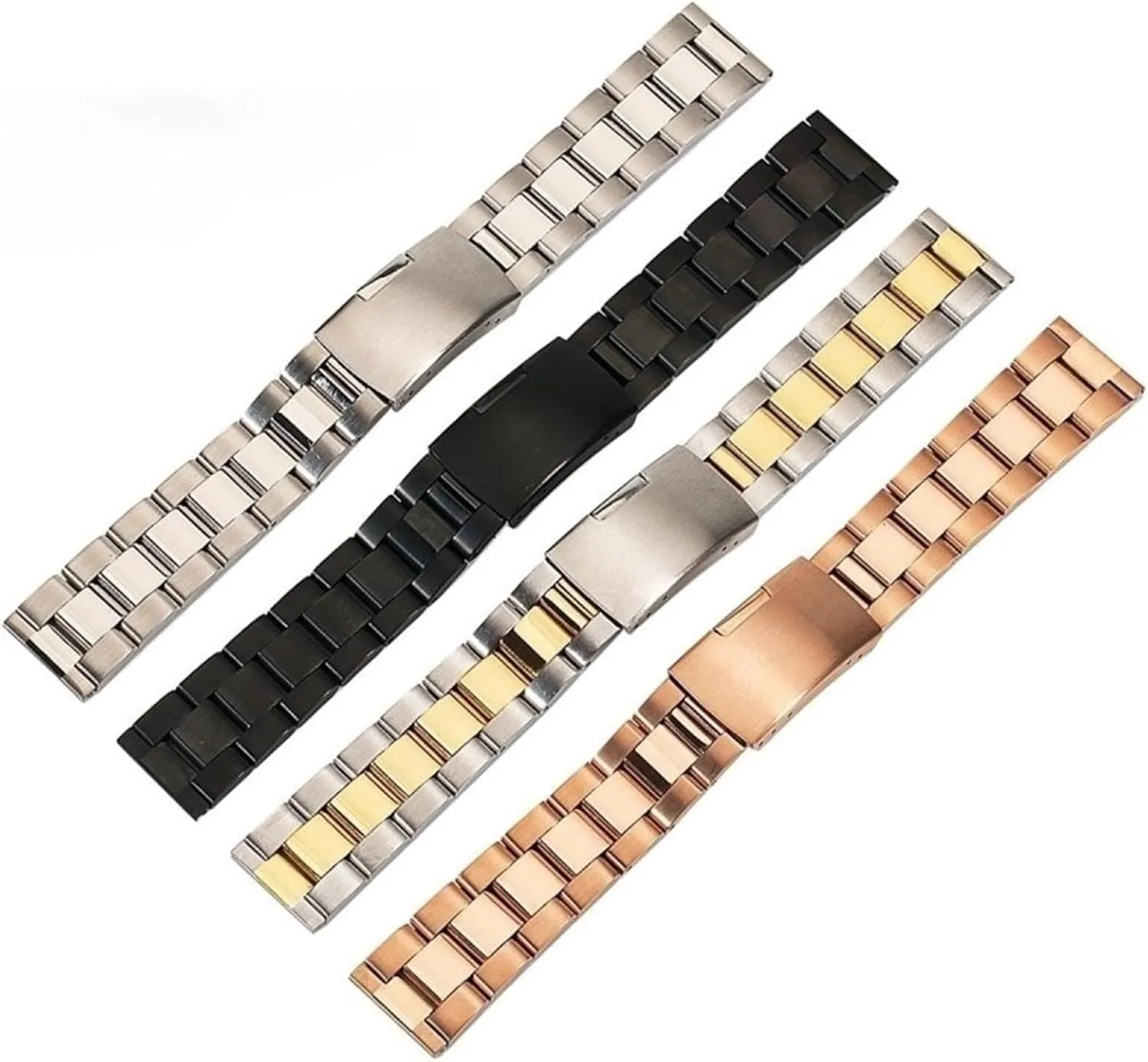 Band Unisex Compatible With phenomenal pet interactive Traditional Or Smart Watches Stainless Steel Strap 18mm-30mm Folding Buckle Watch 
